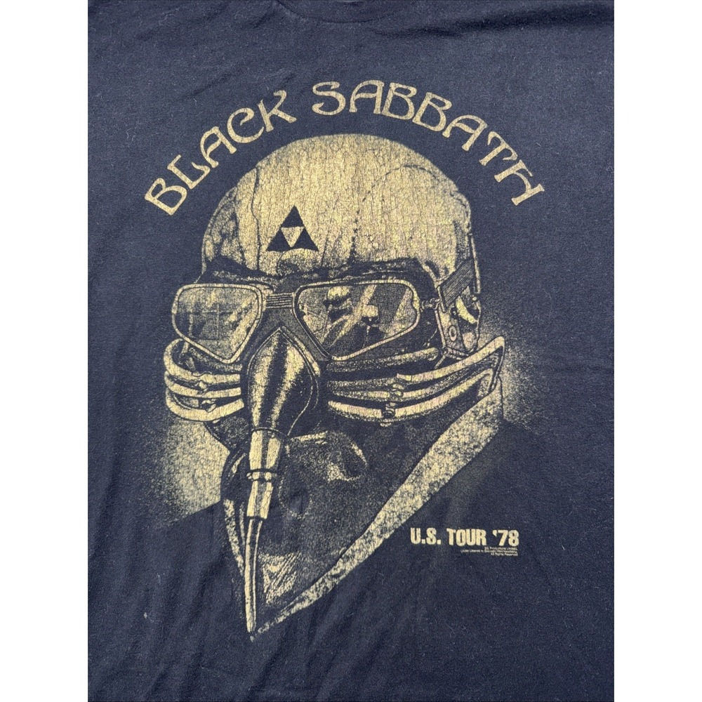 Y2K Black Sabbath US Tour 78 Shirt L Never Say Die Gas Mask Triforce Metal Rock